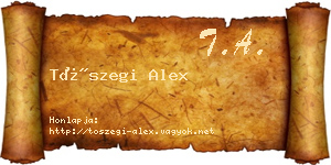 Tószegi Alex névjegykártya